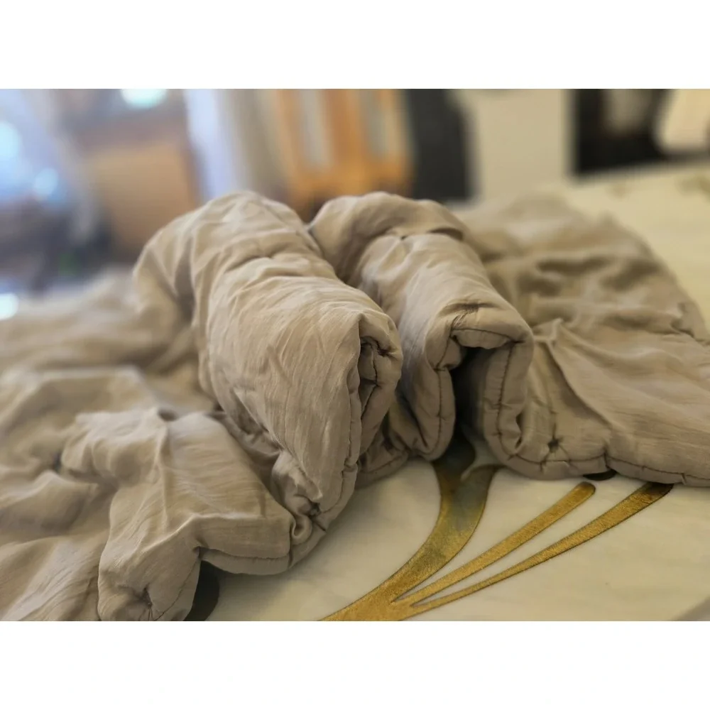 Two RH Restoration Hardware Tufted‎ Silk Fog Gray King Pillow Shams